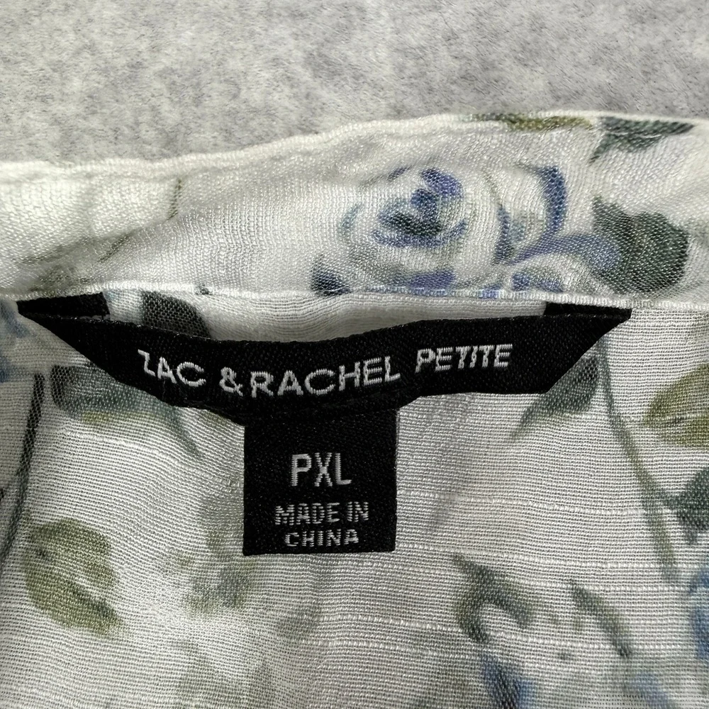 Zac & Rachel Floral Blouse Women PXL White Floral 70s Ruffle Knot Tie Top
